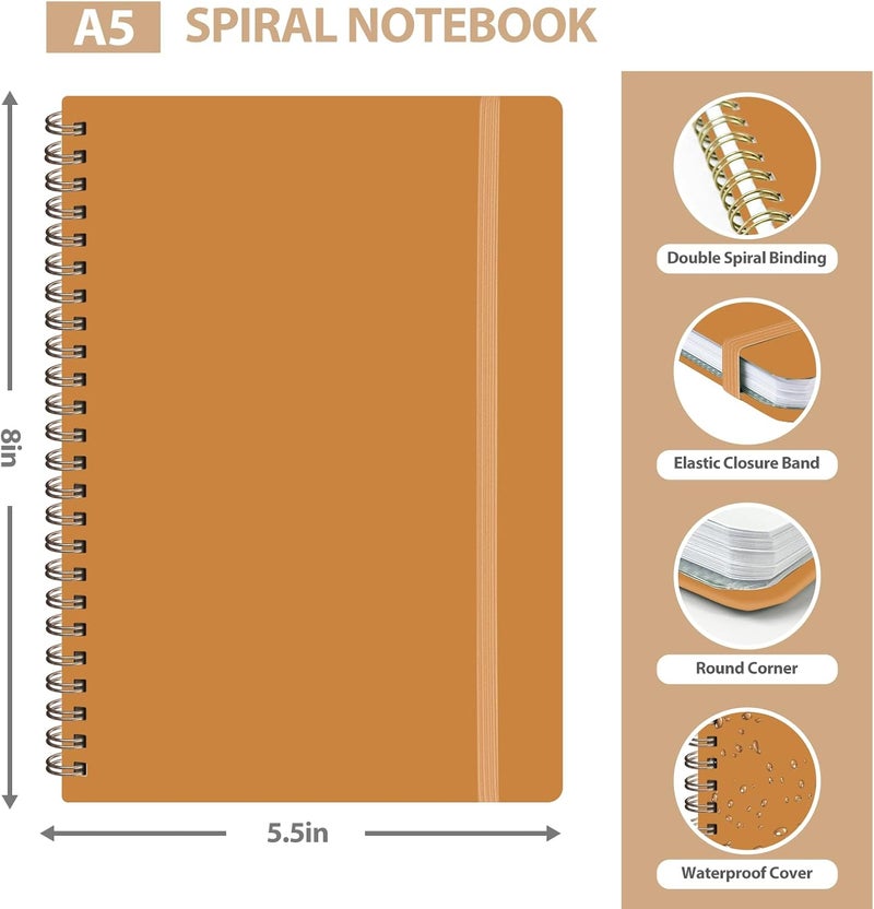 VALOME Journaling Notebooks, A5 Lined Spiral Notebook for Women & Men, 146 Pages College Ruled Hardcover Note Book for Work, Note Taking, Journaling, School, Writing (Orange) - Image 2